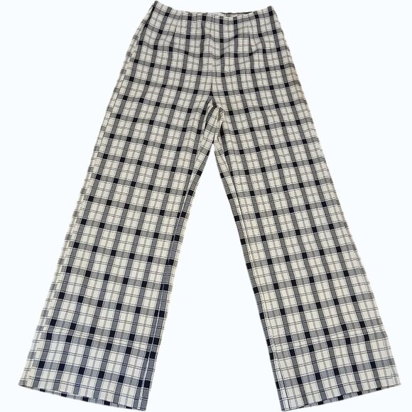 PRINCESS POLLY Black & Cream Plaid Wide Leg Pants EUC - Picture 3 of 8